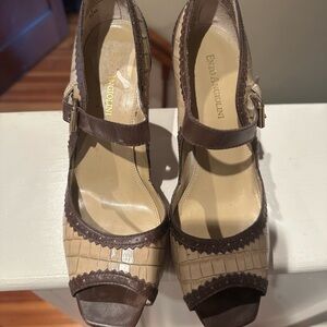 Enzo Angiolini Two-Tone Brown and Tan Heels